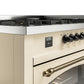 Ilve UP60FNMPAWB Nostalgie Ii 60 Inch Dual Fuel Natural Gas Freestanding Range In Antique White With Bronze Trim