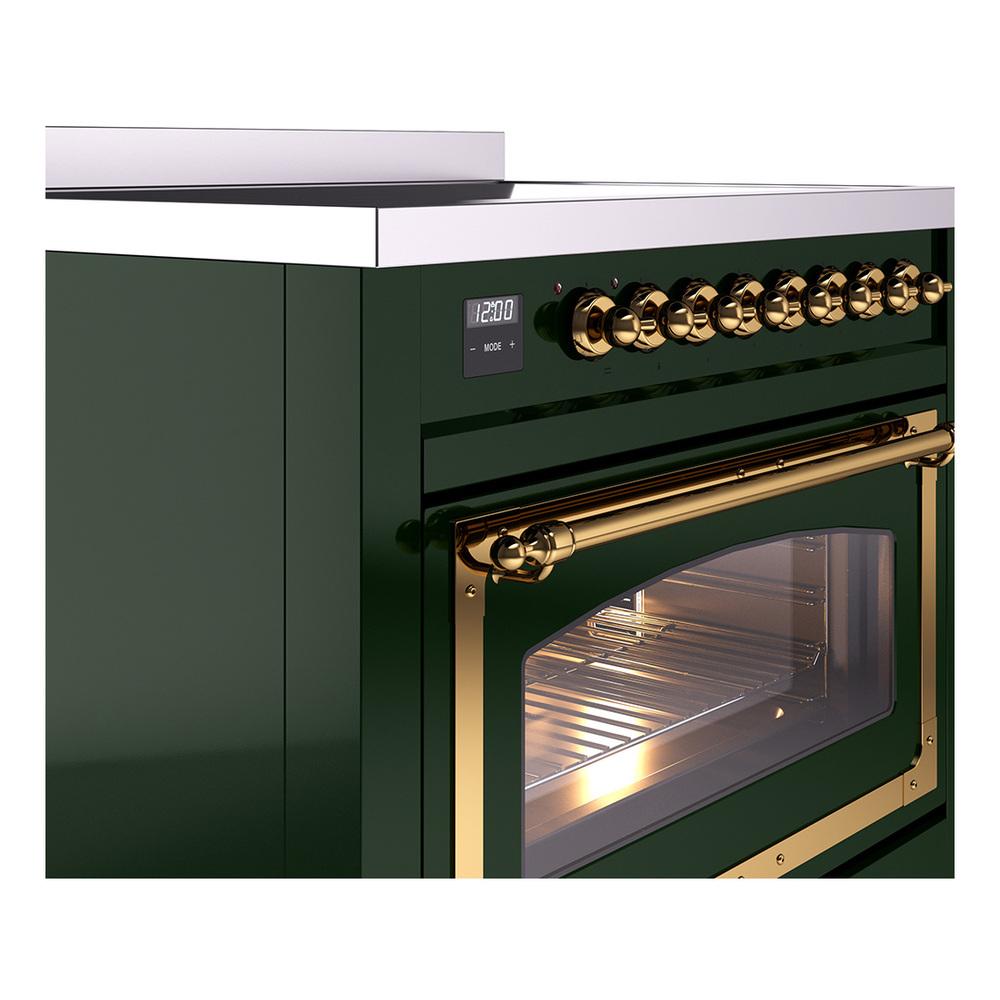 Ilve UNI366NMPEGG Ilve Uni366Nmpegg Nostalgie Ii Noblesse 36" Induction Range (Triple Glass Door, Emerald Green, Brass)