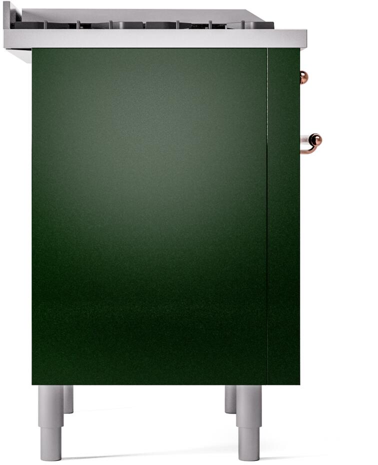 Ilve UP36FNMPEGP Nostalgie Ii 36 Inch Dual Fuel Natural Gas Freestanding Range In Emerald Green With Copper Trim