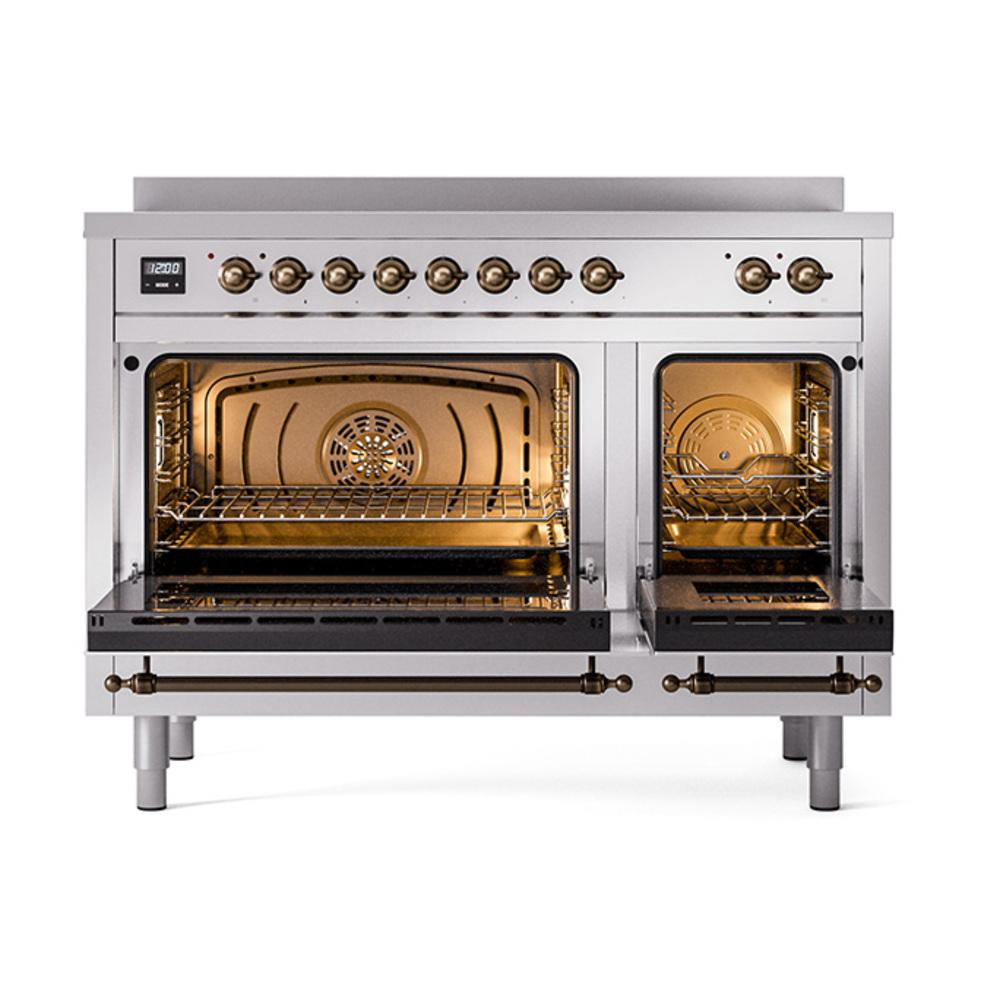 Ilve UNI486QNMPSSB Ilve Uni486Qnmpssb Nostalgie Ii Noblesse 48" Induction Range (Solid Door, Stainless Steel, Burnished)