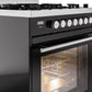 Ilve UP30WMPBKLP Professional Plus Ii 30 Inch Dual Fuel Liquid Propane Freestanding Range In Glossy Black With Trim