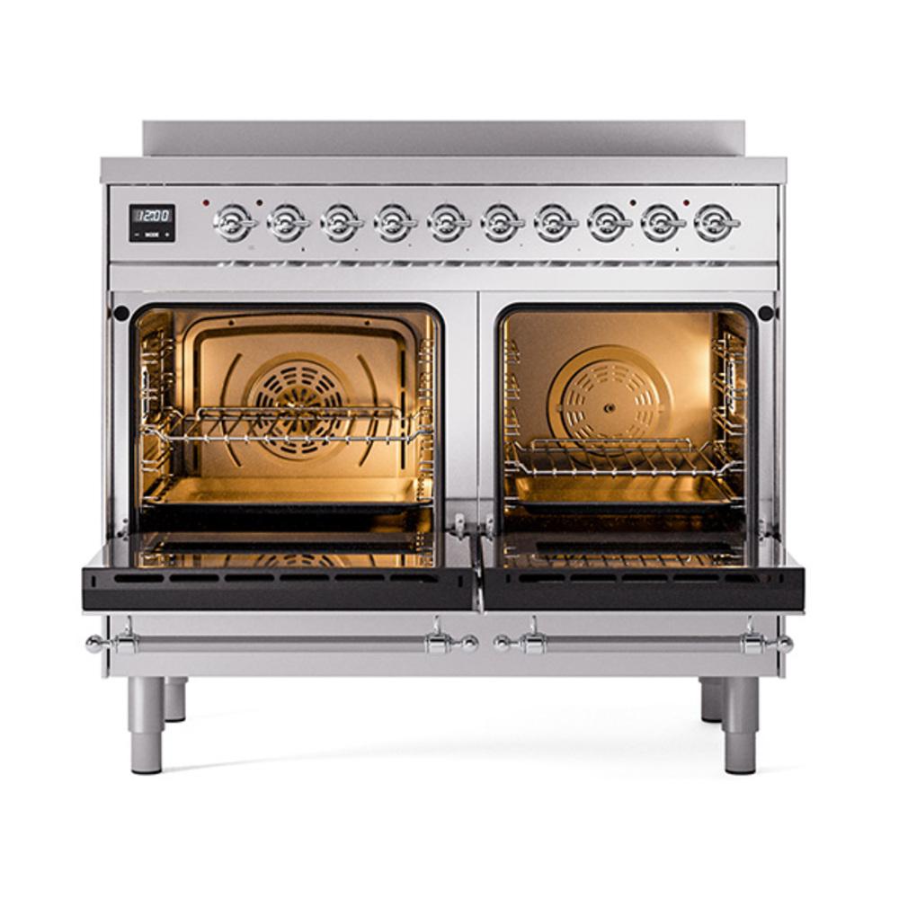 Ilve UNDI406NMPSSC Ilve Undi406Nmpssc Nostalgie Ii Noblesse 40" Induction Range (Triple Glass Door, Stainless Steel, Chrome)