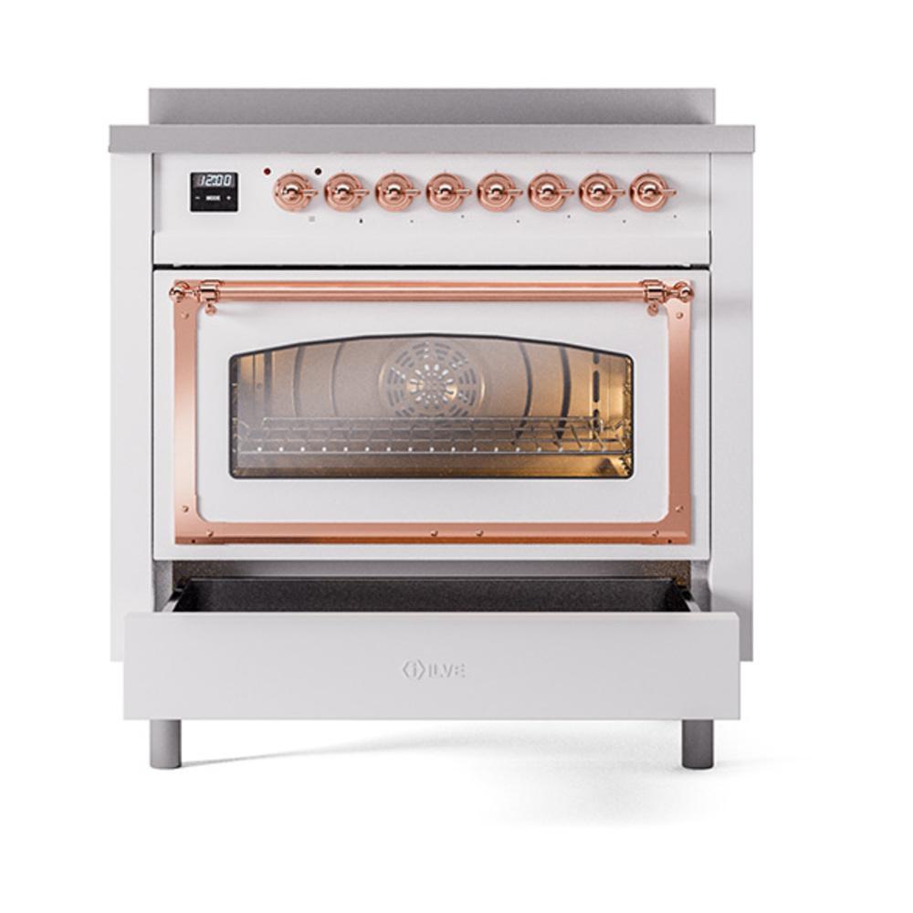 Ilve UNI366NMPWHP Ilve Uni366Nmpwhp Nostalgie Ii Noblesse 36" Induction Range (Triple Glass Door, White, Copper)