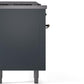 Ilve UP60FSNMPBGB Nostalgie Ii 60 Inch Dual Fuel Natural Gas Freestanding Range In Blue Grey With Bronze Trim