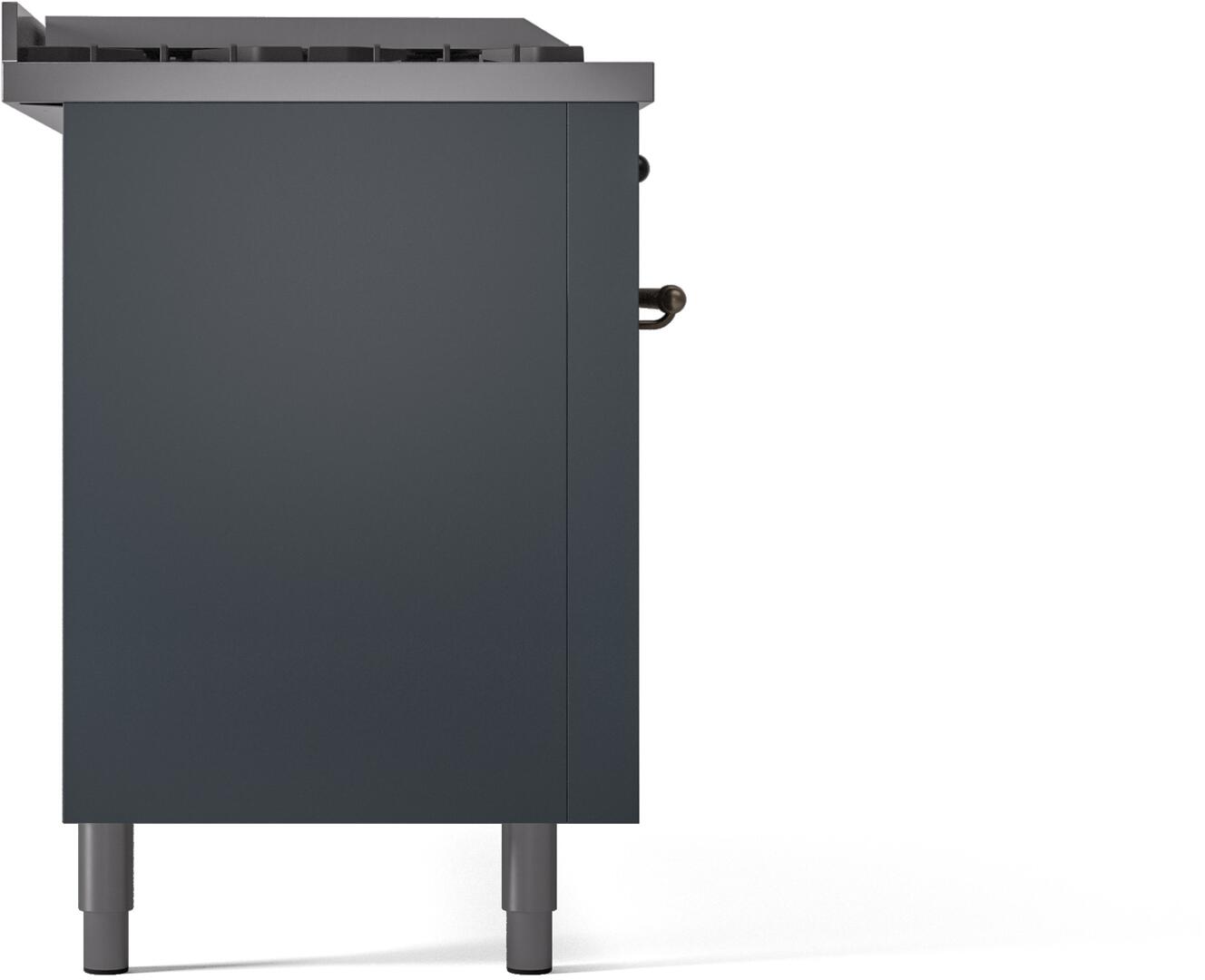 Ilve UP60FSNMPBGB Nostalgie Ii 60 Inch Dual Fuel Natural Gas Freestanding Range In Blue Grey With Bronze Trim