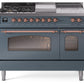 Ilve UP48FSNMPBGPLP Nostalgie Ii 48 Inch Dual Fuel Liquid Propane Freestanding Range In Blue Grey With Copper Trim