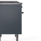 Ilve UP36FNMPBGBLP Nostalgie Ii 36 Inch Dual Fuel Liquid Propane Freestanding Range In Blue Grey With Bronze Trim