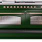 Ilve UP60FSNMPEGP Nostalgie Ii 60 Inch Dual Fuel Natural Gas Freestanding Range In Emerald Green With Copper Trim