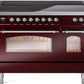 Ilve UPI486NMPBUC Nostalgie Ii 48 Inch Electric Freestanding Range In Burgundy With Chrome Trim