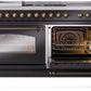 Ilve UP60FSNMPBKBLP Nostalgie Ii 60 Inch Dual Fuel Liquid Propane Freestanding Range In Glossy Black With Bronze Trim