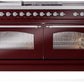 Ilve UP60FSNMPBUC Nostalgie Ii 60 Inch Dual Fuel Natural Gas Freestanding Range In Burgundy With Chrome Trim