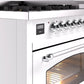 Ilve UP48FNMPWHC Nostalgie Ii 48 Inch Dual Fuel Natural Gas Freestanding Range In White With Chrome Trim