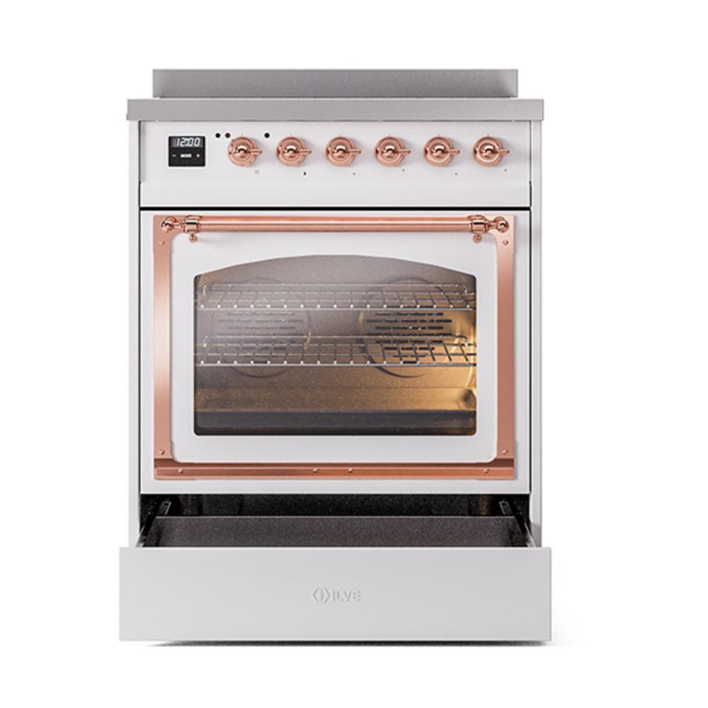 Ilve UNI304NMPWHP Ilve Uni304Nmpwhp Nostalgie Ii Noblesse 30" Induction Range (Triple Glass Door, White, Copper)