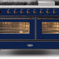 Ilve UM15FDNS3MBBLP Majestic Ii 60 Inch Dual Fuel Liquid Propane Freestanding Range In Blue With Bronze Trim