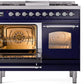 Ilve UPD40FNMPMBCLP Nostalgie Ii 40 Inch Dual Fuel Liquid Propane Freestanding Range In Blue With Chrome Trim