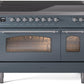 Ilve UPI486NMPBGC Nostalgie Ii 48 Inch Electric Freestanding Range In Blue Grey With Chrome Trim