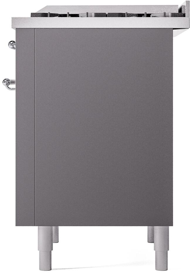 Ilve UP36FNMPMGCLP Nostalgie Ii 36 Inch Dual Fuel Liquid Propane Freestanding Range In Matte Graphite With Chrome Trim