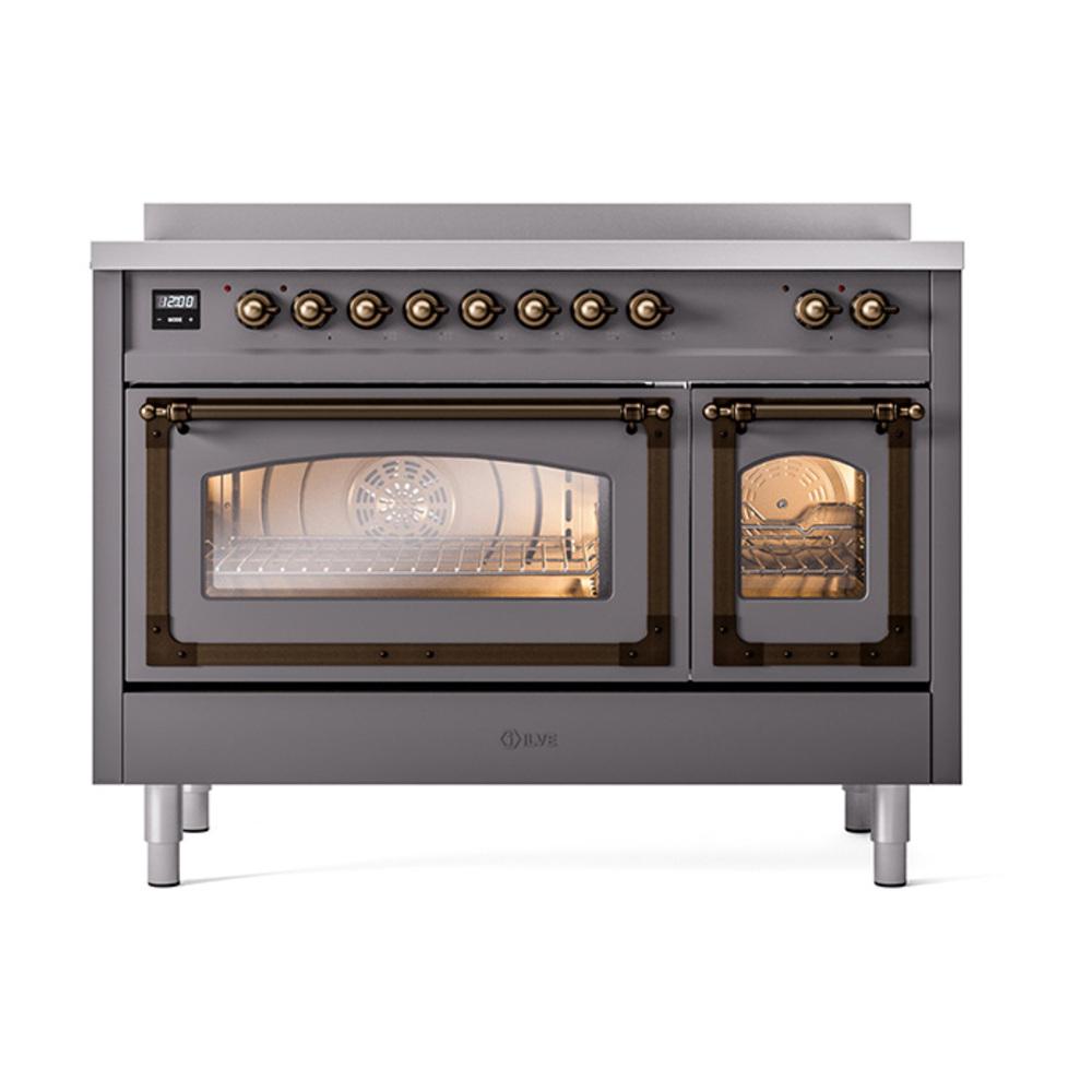 Ilve UNI486NMPMGB Ilve Uni486Nmpmgb Nostalgie Ii Noblesse 48" Induction Range (Triple Glass Door, Graphite Matte, Burnished)