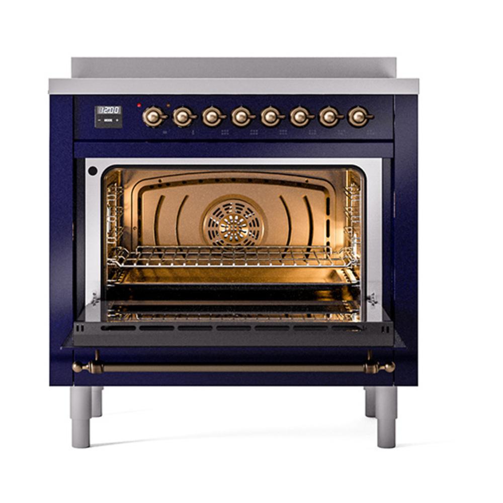 Ilve UNI366NMPMBB Ilve Uni366Nmpmbb Nostalgie Ii Noblesse 36" Induction Range (Triple Glass Door, Midnight Blue, Burnished)