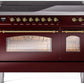 Ilve UPI486NMPBUG Nostalgie Ii 48 Inch Electric Freestanding Range In Burgundy With Brass Trim