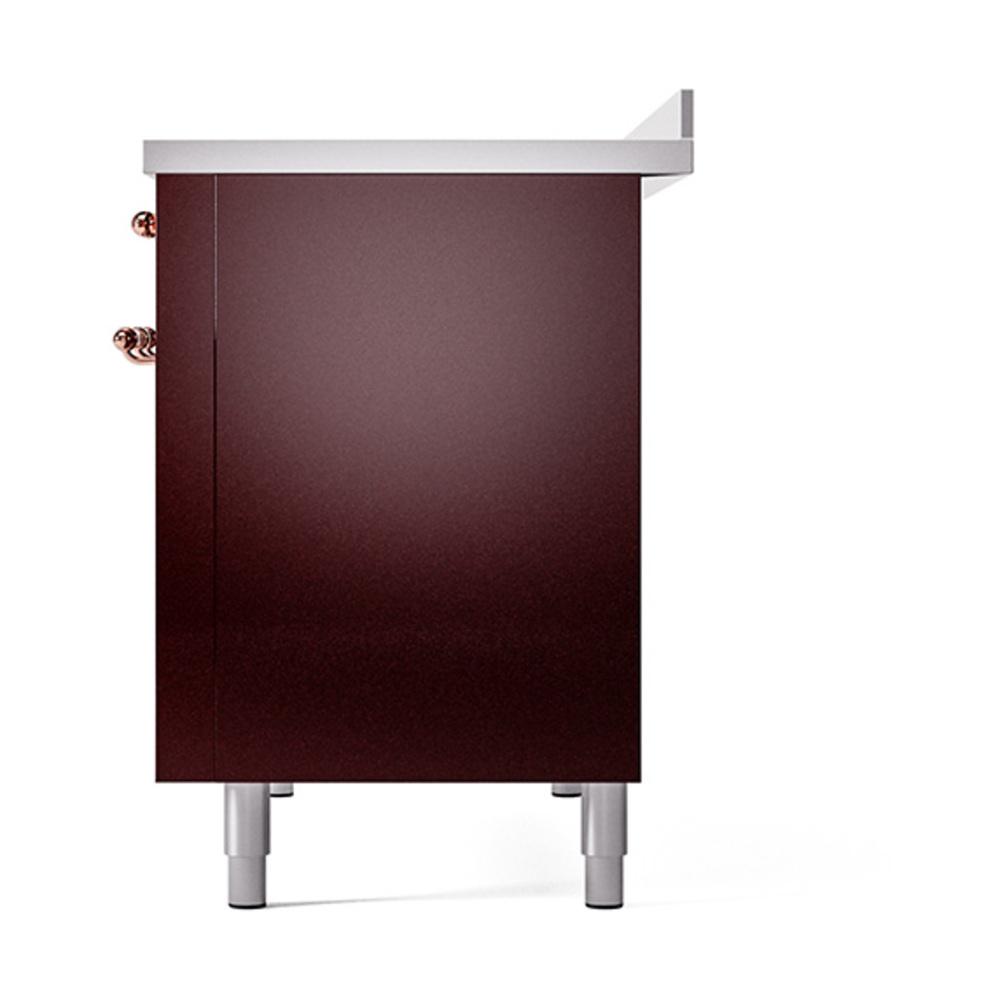 Ilve UNI486QNMPBUP Ilve Uni486Qnmpbup Nostalgie Ii Noblesse 48" Induction Range (Solid Door, Burgundy, Copper)