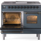 Ilve UPD40FNMPBGBLP Nostalgie Ii 40 Inch Dual Fuel Liquid Propane Freestanding Range In Blue Grey With Bronze Trim