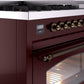 Ilve UP48FNMPBUBLP Nostalgie Ii 48 Inch Dual Fuel Liquid Propane Freestanding Range In Burgundy With Bronze Trim