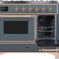 Ilve UMD10FDNS3BGP Majestic Ii 40 Inch Dual Fuel Natural Gas Freestanding Range In Blue Grey With Copper Trim