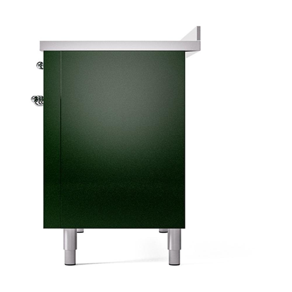 Ilve UNI486QNMPEGC Ilve Uni486Qnmpegc Nostalgie Ii Noblesse 48" Induction Range (Solid Door, Emerald Green, Chrome)