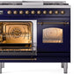 Ilve UPD40FNMPMBB Nostalgie Ii 40 Inch Dual Fuel Natural Gas Freestanding Range In Blue With Bronze Trim