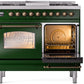 Ilve UPD40FNMPEGB Nostalgie Ii 40 Inch Dual Fuel Natural Gas Freestanding Range In Emerald Green With Bronze Trim