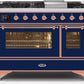 Ilve UM12FDNS3MBPLP Majestic Ii 48 Inch Dual Fuel Liquid Propane Freestanding Range In Blue With Copper Trim