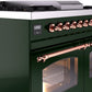 Ilve UPD40FNMPEGP Nostalgie Ii 40 Inch Dual Fuel Natural Gas Freestanding Range In Emerald Green With Copper Trim