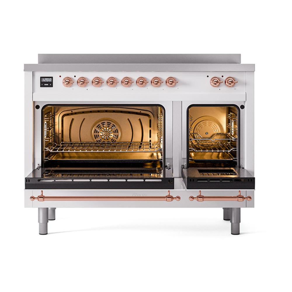 Ilve UNI486NMPWHP Ilve Uni486Nmpwhp Nostalgie Ii Noblesse 48" Induction Range (Triple Glass Door, White, Copper)