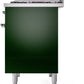 Ilve UPD40FNMPEGCLP Nostalgie Ii 40 Inch Dual Fuel Liquid Propane Freestanding Range In Emerald Green With Chrome Trim