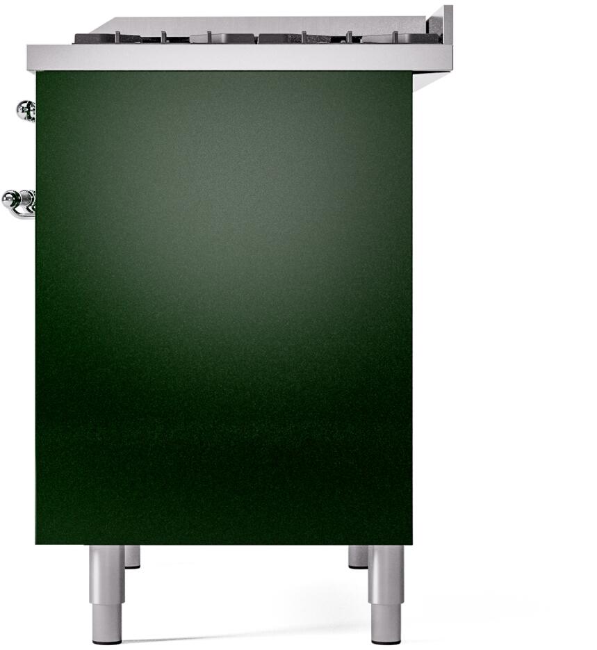 Ilve UPD40FNMPEGCLP Nostalgie Ii 40 Inch Dual Fuel Liquid Propane Freestanding Range In Emerald Green With Chrome Trim