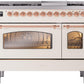 Ilve UP48FNMPAWPLP Nostalgie Ii 48 Inch Dual Fuel Liquid Propane Freestanding Range In Antique White With Copper Trim