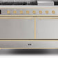 Ilve UM15FDQNS3SSG Majestic Ii 60 Inch Dual Fuel Natural Gas Freestanding Range In Stainless Steel With Brass Trim