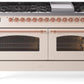 Ilve UP60FNMPAWPLP Nostalgie Ii 60 Inch Dual Fuel Liquid Propane Freestanding Range In Antique White With Copper Trim