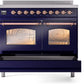 Ilve UPDI406NMPMBP Nostalgie Ii 40 Inch Electric Freestanding Range In Blue With Copper Trim