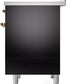 Ilve UPDI406NMPBKG Nostalgie Ii 40 Inch Electric Freestanding Range In Glossy Black With Brass Trim