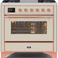 Ilve UM09FDNS3AWPLP Majestic Ii 36 Inch Dual Fuel Liquid Propane Freestanding Range In Antique White With Copper Trim