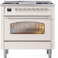 Ilve UP36FNMPAWC Nostalgie Ii 36 Inch Dual Fuel Natural Gas Freestanding Range In Antique White With Chrome Trim