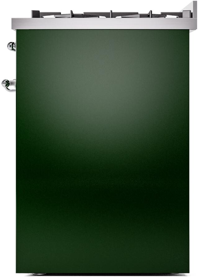 Ilve UP30NMPEGC Nostalgie Ii 30 Inch Dual Fuel Natural Gas Freestanding Range In Emerald Green With Chrome Trim