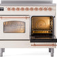 Ilve UPDI406NMPAWP Nostalgie Ii 40 Inch Electric Freestanding Range In Antique White With Copper Trim