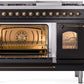 Ilve UP48FNMPBKB Nostalgie Ii 48 Inch Dual Fuel Natural Gas Freestanding Range In Glossy Black With Bronze Trim