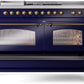 Ilve UP60FSNMPMBBLP Nostalgie Ii 60 Inch Dual Fuel Liquid Propane Freestanding Range In Blue With Bronze Trim