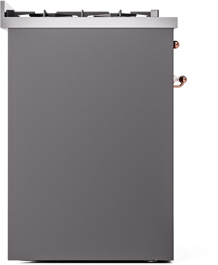 Ilve UP30NMPMGPLP Nostalgie Ii 30 Inch Dual Fuel Liquid Propane Freestanding Range In Matte Graphite With Copper Trim