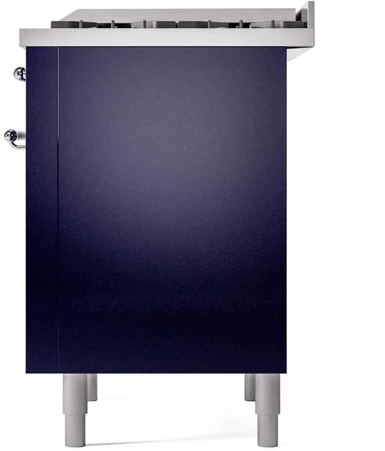 Ilve UP36FNMPMBCLP Nostalgie Ii 36 Inch Dual Fuel Liquid Propane Freestanding Range In Blue With Chrome Trim