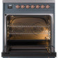 Ilve UP30NMPBGP Nostalgie Ii 30 Inch Dual Fuel Natural Gas Freestanding Range In Blue Grey With Copper Trim